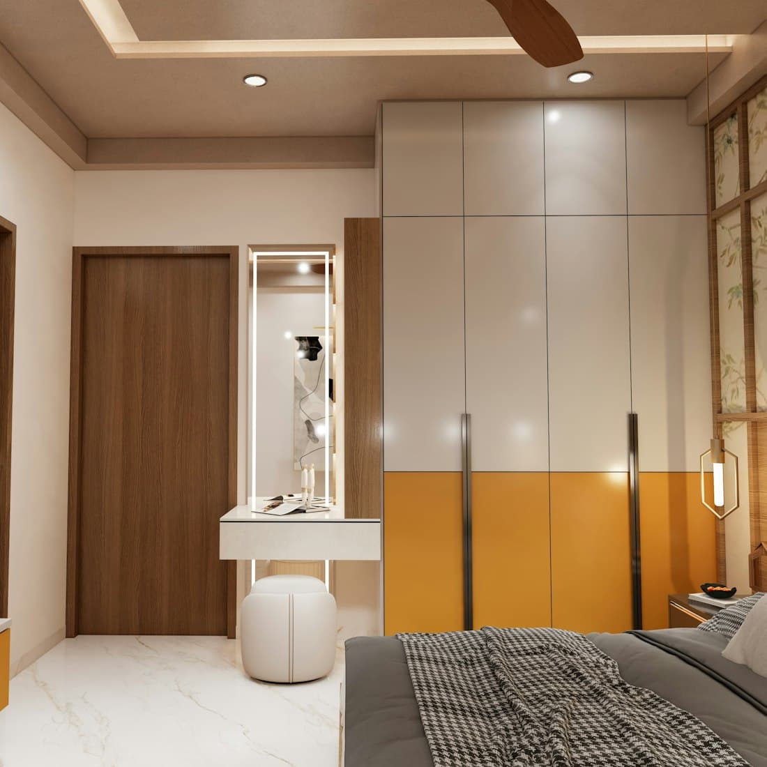 غرفة نوم رمادية