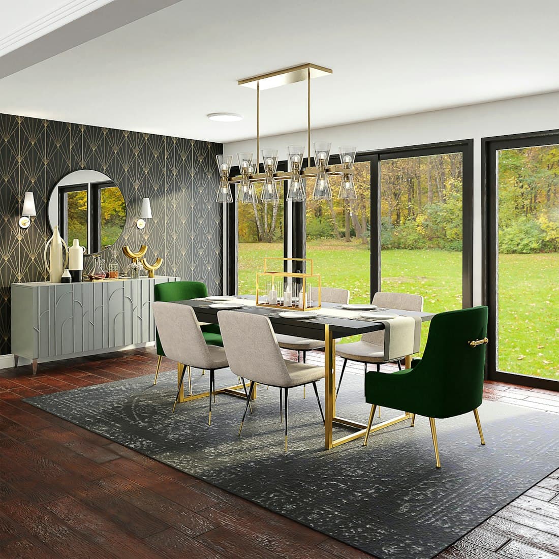 Green Velvet Dining Room