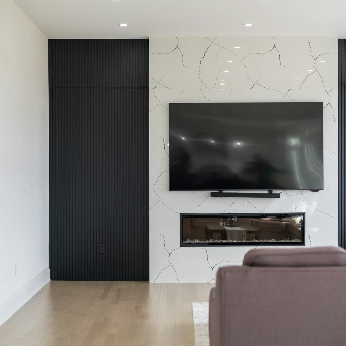 Marble Fireplace TV Wall